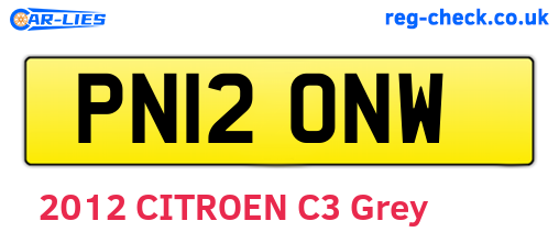 PN12ONW are the vehicle registration plates.