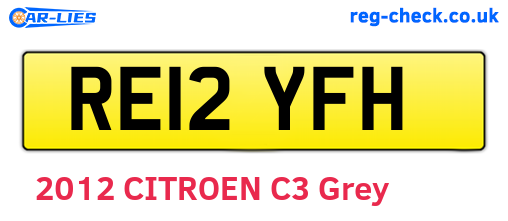 RE12YFH are the vehicle registration plates.