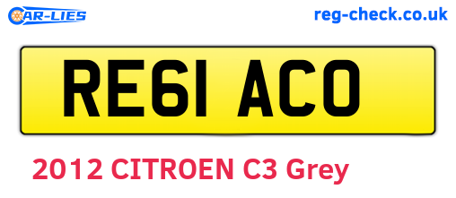 RE61ACO are the vehicle registration plates.