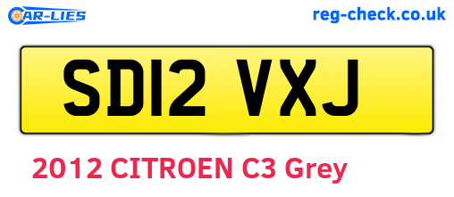 SD12VXJ are the vehicle registration plates.