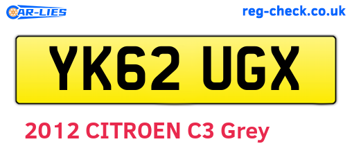 YK62UGX are the vehicle registration plates.