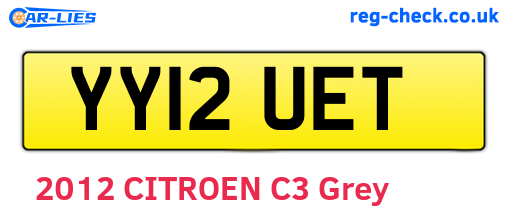 YY12UET are the vehicle registration plates.