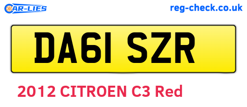DA61SZR are the vehicle registration plates.