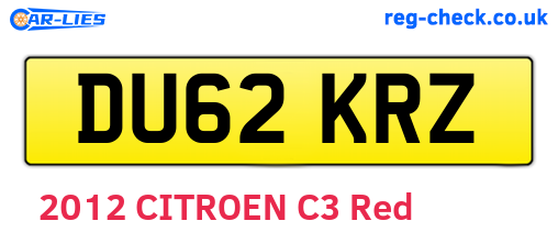 DU62KRZ are the vehicle registration plates.