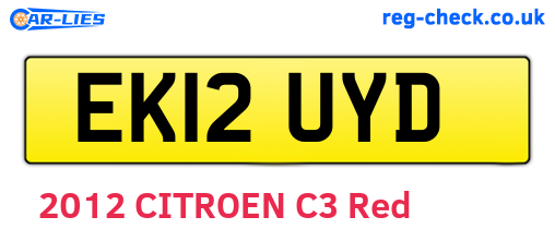 EK12UYD are the vehicle registration plates.