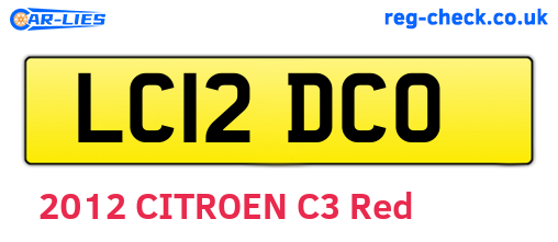 LC12DCO are the vehicle registration plates.