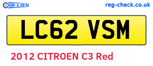 LC62VSM are the vehicle registration plates.