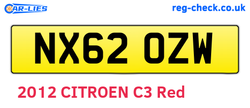 NX62OZW are the vehicle registration plates.