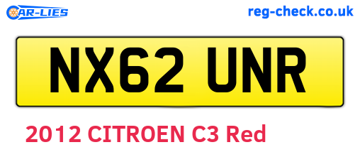 NX62UNR are the vehicle registration plates.