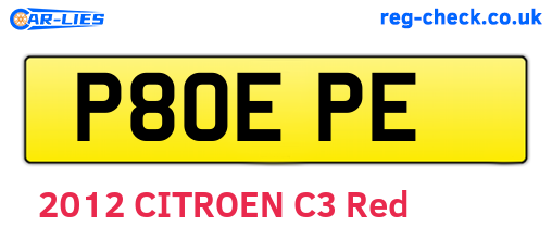 P80EPE are the vehicle registration plates.