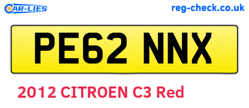 PE62NNX are the vehicle registration plates.