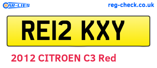 RE12KXY are the vehicle registration plates.