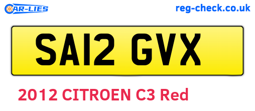 SA12GVX are the vehicle registration plates.