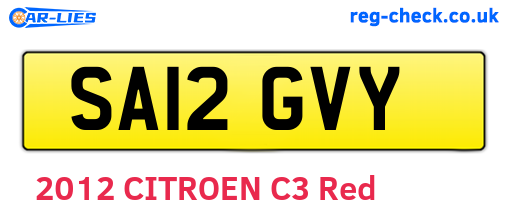 SA12GVY are the vehicle registration plates.