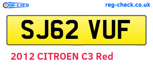 SJ62VUF are the vehicle registration plates.