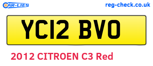 YC12BVO are the vehicle registration plates.