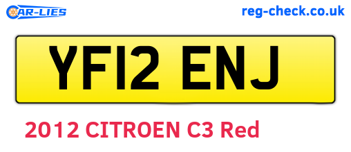 YF12ENJ are the vehicle registration plates.