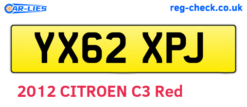 YX62XPJ are the vehicle registration plates.