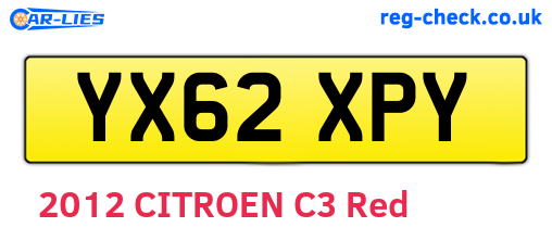 YX62XPY are the vehicle registration plates.