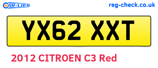 YX62XXT are the vehicle registration plates.