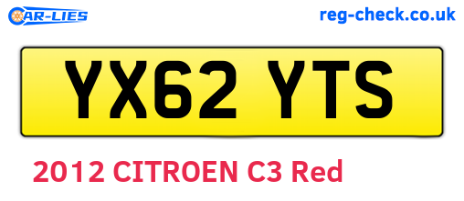 YX62YTS are the vehicle registration plates.