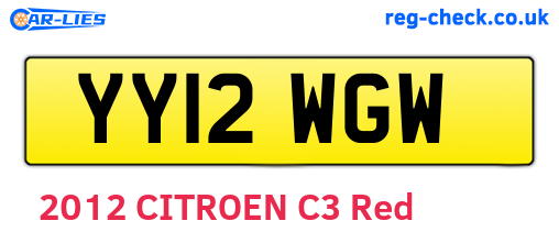 YY12WGW are the vehicle registration plates.