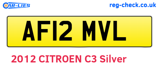 AF12MVL are the vehicle registration plates.