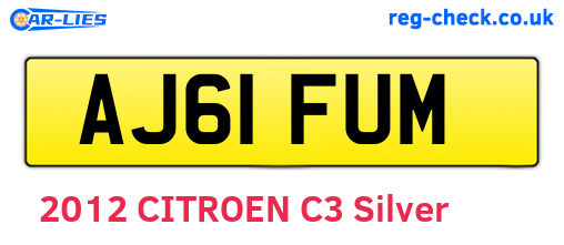 AJ61FUM are the vehicle registration plates.