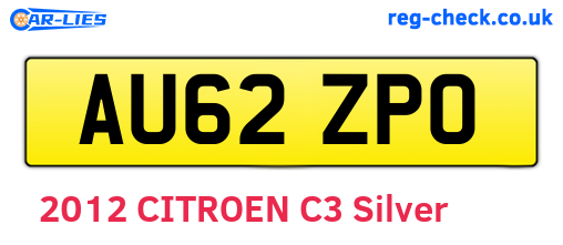AU62ZPO are the vehicle registration plates.