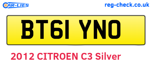 BT61YNO are the vehicle registration plates.