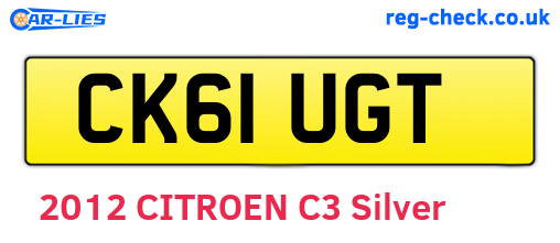 CK61UGT are the vehicle registration plates.