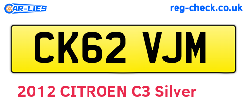 CK62VJM are the vehicle registration plates.