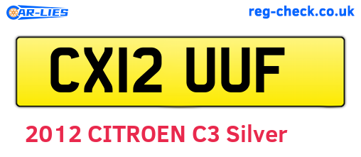 CX12UUF are the vehicle registration plates.