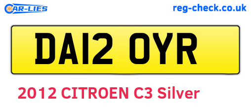 DA12OYR are the vehicle registration plates.