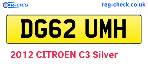 DG62UMH are the vehicle registration plates.