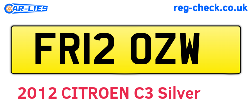 FR12OZW are the vehicle registration plates.