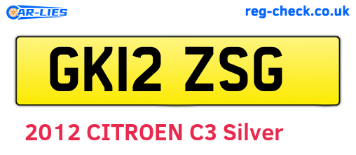GK12ZSG are the vehicle registration plates.