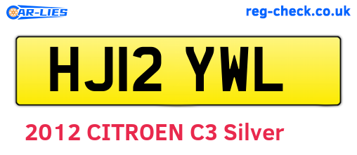 HJ12YWL are the vehicle registration plates.