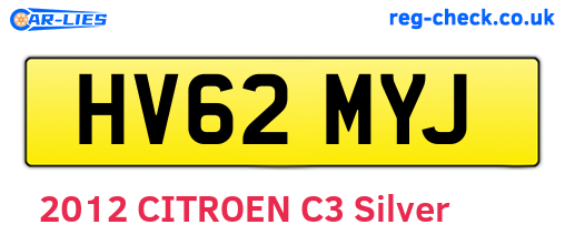 HV62MYJ are the vehicle registration plates.