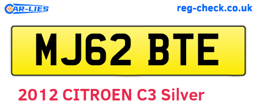 MJ62BTE are the vehicle registration plates.