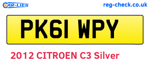 PK61WPY are the vehicle registration plates.