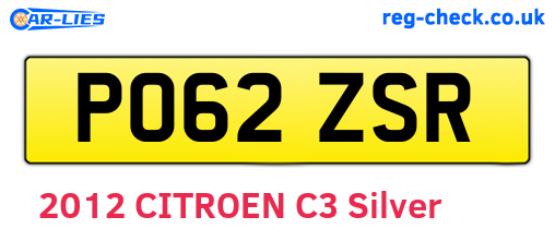 PO62ZSR are the vehicle registration plates.
