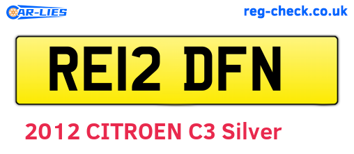 RE12DFN are the vehicle registration plates.