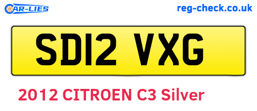 SD12VXG are the vehicle registration plates.