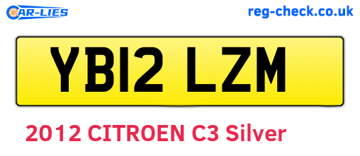 YB12LZM are the vehicle registration plates.