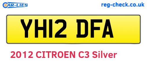 YH12DFA are the vehicle registration plates.