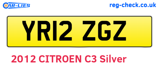 YR12ZGZ are the vehicle registration plates.