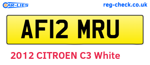 AF12MRU are the vehicle registration plates.
