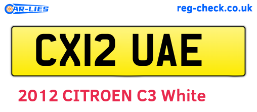 CX12UAE are the vehicle registration plates.