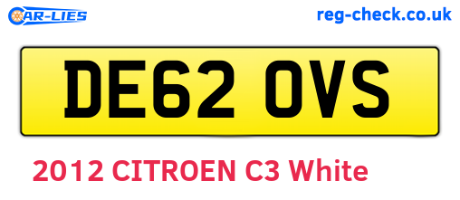 DE62OVS are the vehicle registration plates.